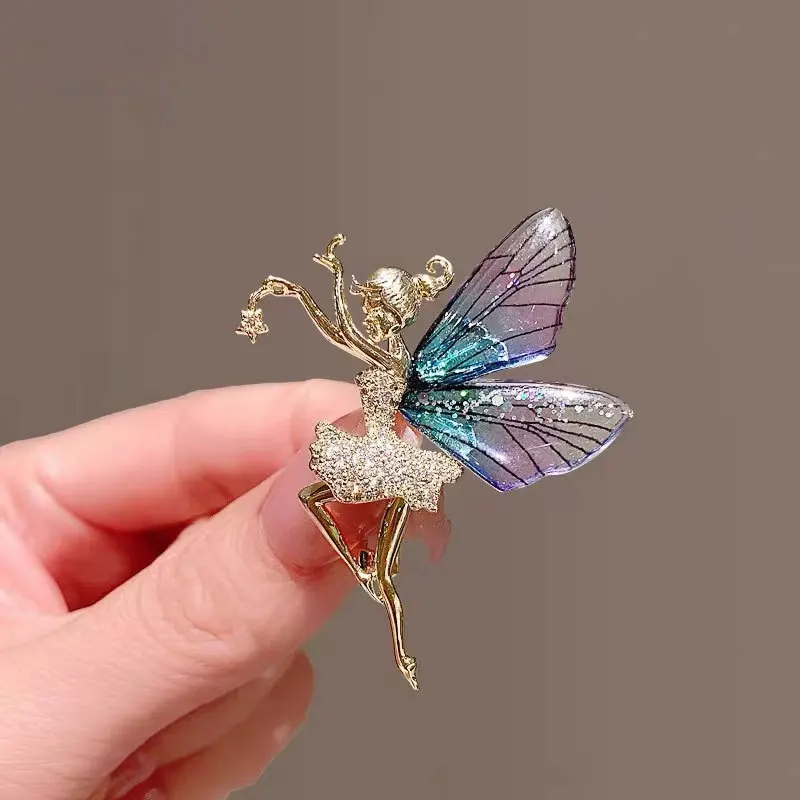 

Ladies Exquisite Ornate Butterfly Fairy Brooch Angel Wings Micro Inlaid Zircon Brooch Dancer Premium Banquet Gift