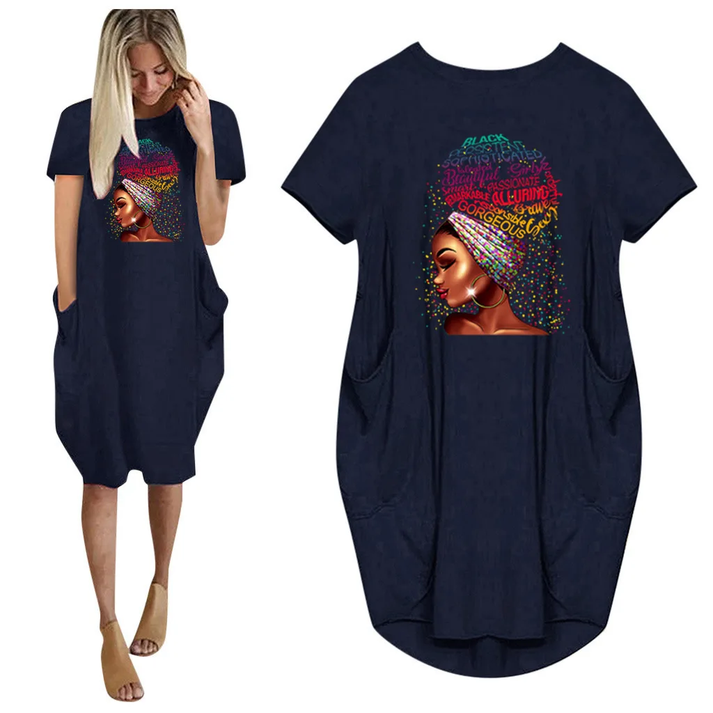 Summer Autumn Fashion African Dresses For Women 2022 Pocket Black Beatiful Letters Print T Shirt Dress Midi Robe Femme Vestido
Summer Autumn Fashion African Dresses For Women 2022 Pocket Black Beatiful Letters Print T Shirt Dress Midi Robe Femme Vestido