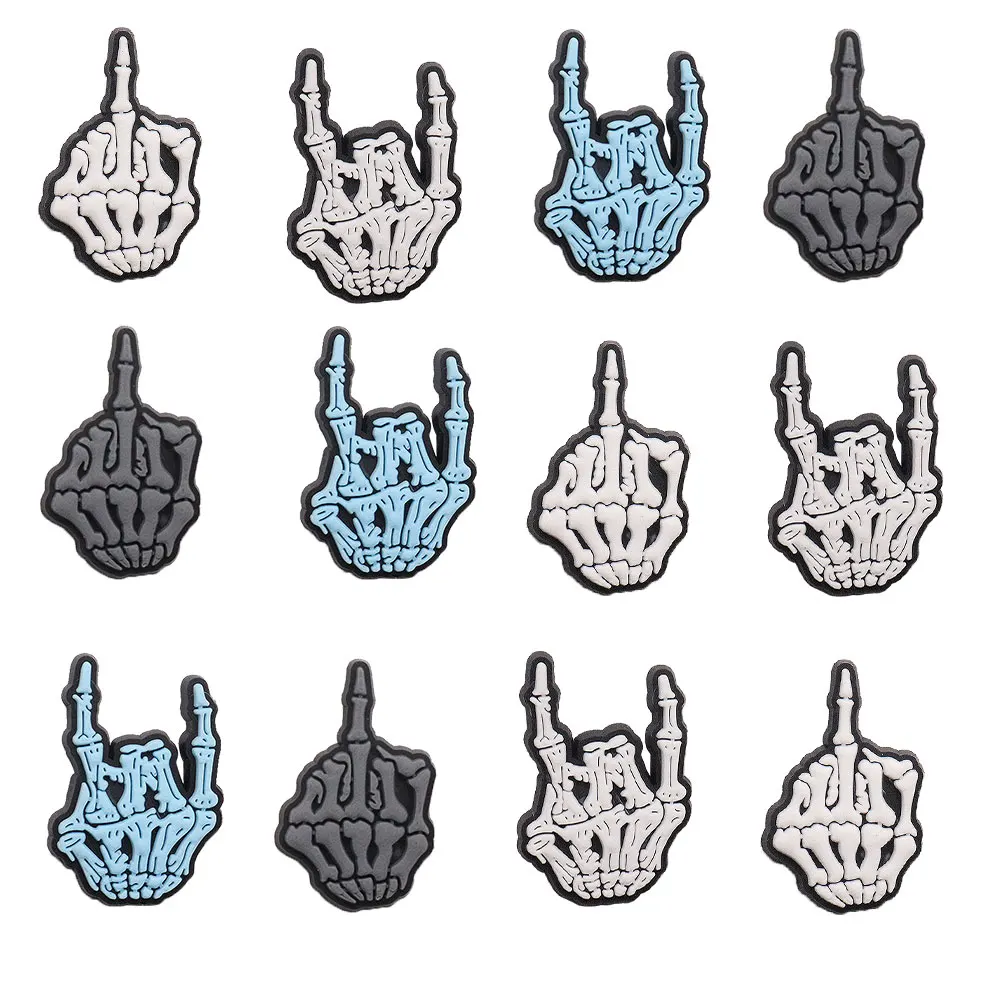 

1-12Pcs Horrible Cartoon Hand Skull PVC Shoe Charms Buckle Decorations Accessories Clog Croc Jibz Diy Wristband Kids Gift