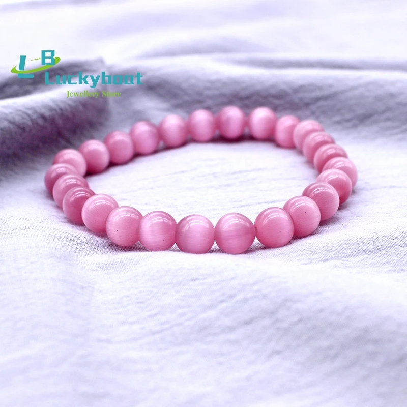 Fashion Natural stone Cute 6/8/10/12MM Pink Cat eye Beads Bracelet Bangle for Women Opal Bracelet Jewelry
Fashion Natural stone Cute 6/8/10/12MM Pink Cat eye Beads Bracelet Bangle for Women Opal Bracelet Jewelry
