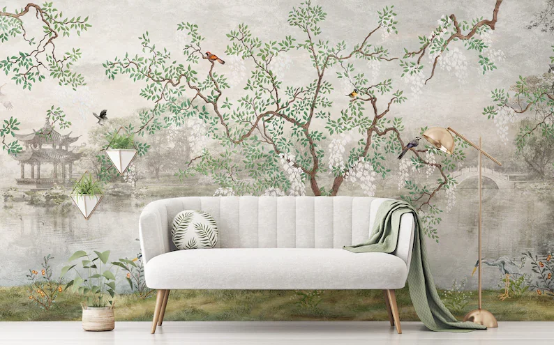 Chinoiserie Wallpaper Peel and Stick, Removable Wallpaper, Boho Floral Wall Mural
Chinoiserie Wallpaper Peel and Stick, Removable Wallpaper, Boho Floral Wall Mural