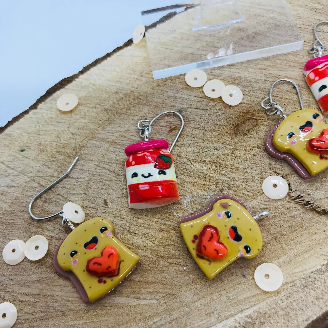 

Toast & Jam Duo Earrings / Perfect Pair / Novelty / Fun Jewellery / Food and Drink Jewellery / Present Idea / Gift Idea