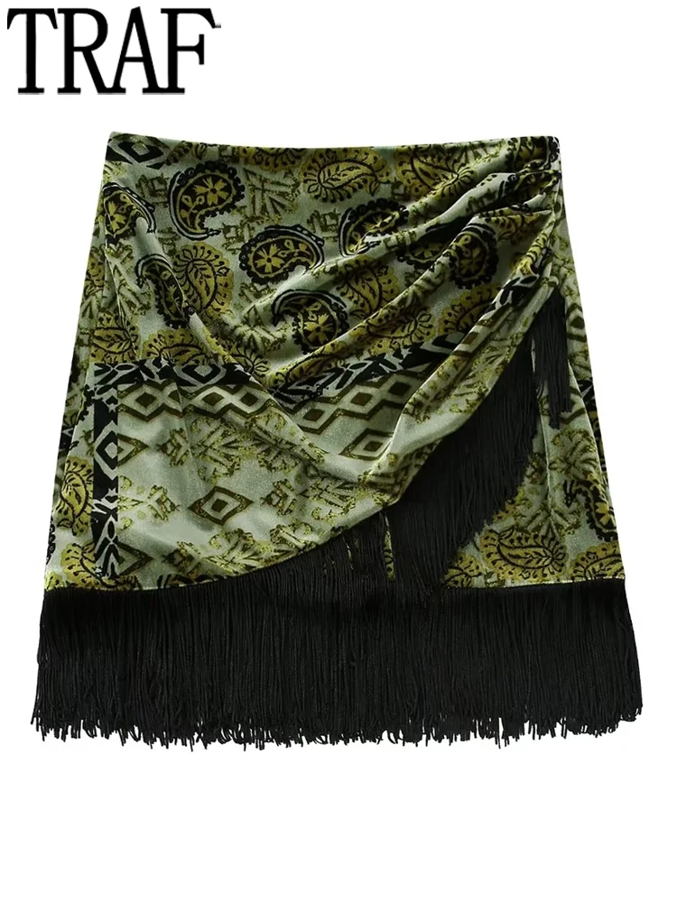 TRAF Fringing Velvet Skirt Women Vintage Print Wrap Skirt Woman High Waist Mini Skirts Womens 2022 Streetwear Short Skirts
TRAF Fringing Velvet Skirt Women Vintage Print Wrap Skirt Woman High Waist Mini Skirts Womens 2022 Streetwear Short Skirts