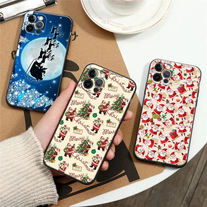 Merry Christmas Black Silicone Phone Case for IPhone 12 11 13 14 Pro Max XS X 8 7 Plus SE Soft Cover Santa Claus Elk Snow Fundas
Merry Christmas Black Silicone Phone Case for IPhone 12 11 13 14 Pro Max XS X 8 7 Plus SE Soft Cover Santa Claus Elk Snow Fundas