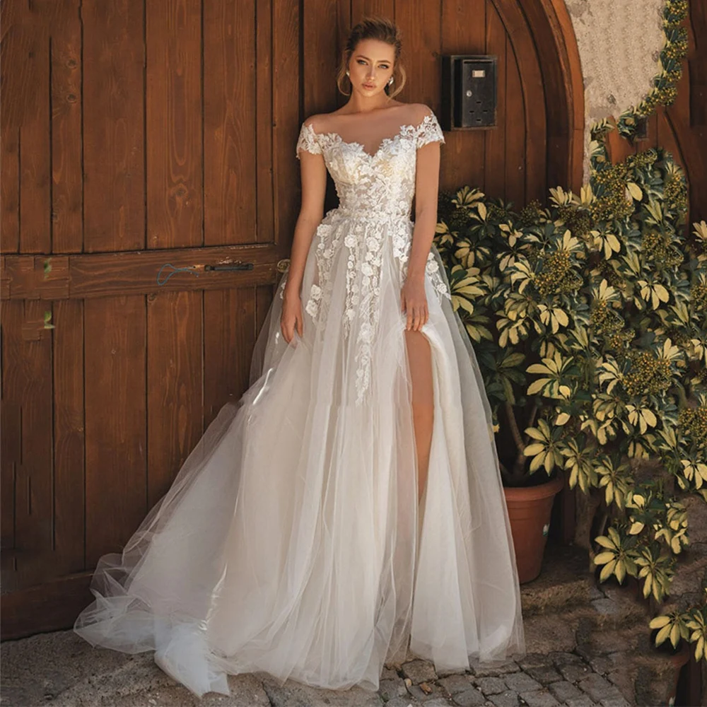 Женское свадебное платье в стиле бохо, белое Тюлевое кружевное свадебное платье с аппликацией для невесты, ТРАПЕЦИЕВИДНОЕ свадебное платье... 
Женское свадебное платье в стиле бохо, белое Тюлевое кружевное свадебное платье с аппликацией для невесты, ТРАПЕЦИЕВИДНОЕ свадебное платье...