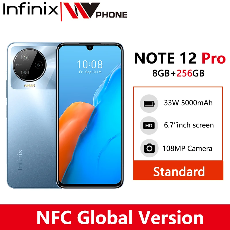 

infinix NOTE 12 PRO 4G NFC Smartphone 8GB 256GB Helio G99 Processor 6.7" AMOLED Display 108MP Camera Android 12 Mobile Phone
