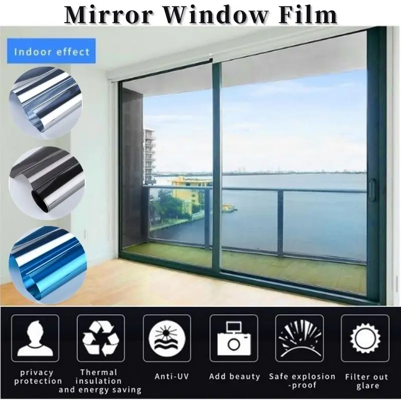 30CM/40CM 9-Color Mirror Window Film One-Way Sunscreen Glass Insulation Film Bedroom Balcony Self-Adhesive Silver Glass Sticker
30CM/40CM 9-Color Mirror Window Film One-Way Sunscreen Glass Insulation Film Bedroom Balcony Self-Adhesive Silver Glass Sticker