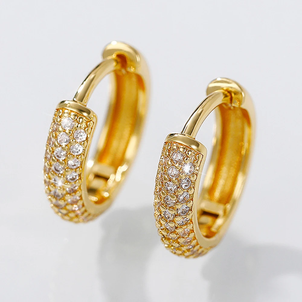 Huitan Luxury CZ Hoop Earrings for Women Gold Color Small Circle Earrings Fashion Versatile Lady's Ear Accessory Simple Jewelry
Huitan Luxury CZ Hoop Earrings for Women Gold Color Small Circle Earrings Fashion Versatile Lady's Ear Accessory Simple Jewelry