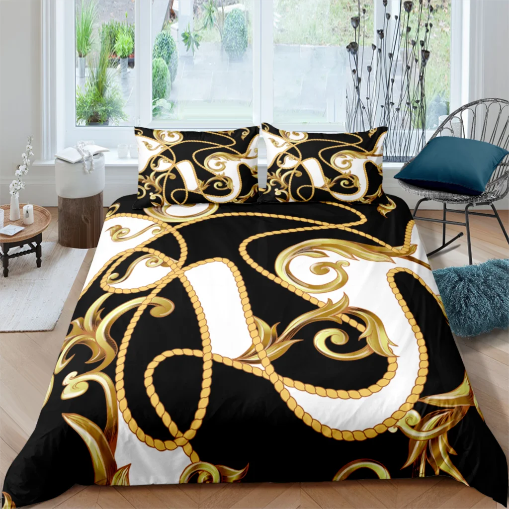 Home Textiles Luxury 3D Golden Chain Print Duvet Cover Set 2/3 Pcs Pillowcase Kids Bedding Set AU/EU/UK/US Queen and King Size
Home Textiles Luxury 3D Golden Chain Print Duvet Cover Set 2/3 Pcs Pillowcase Kids Bedding Set AU/EU/UK/US Queen and King Size