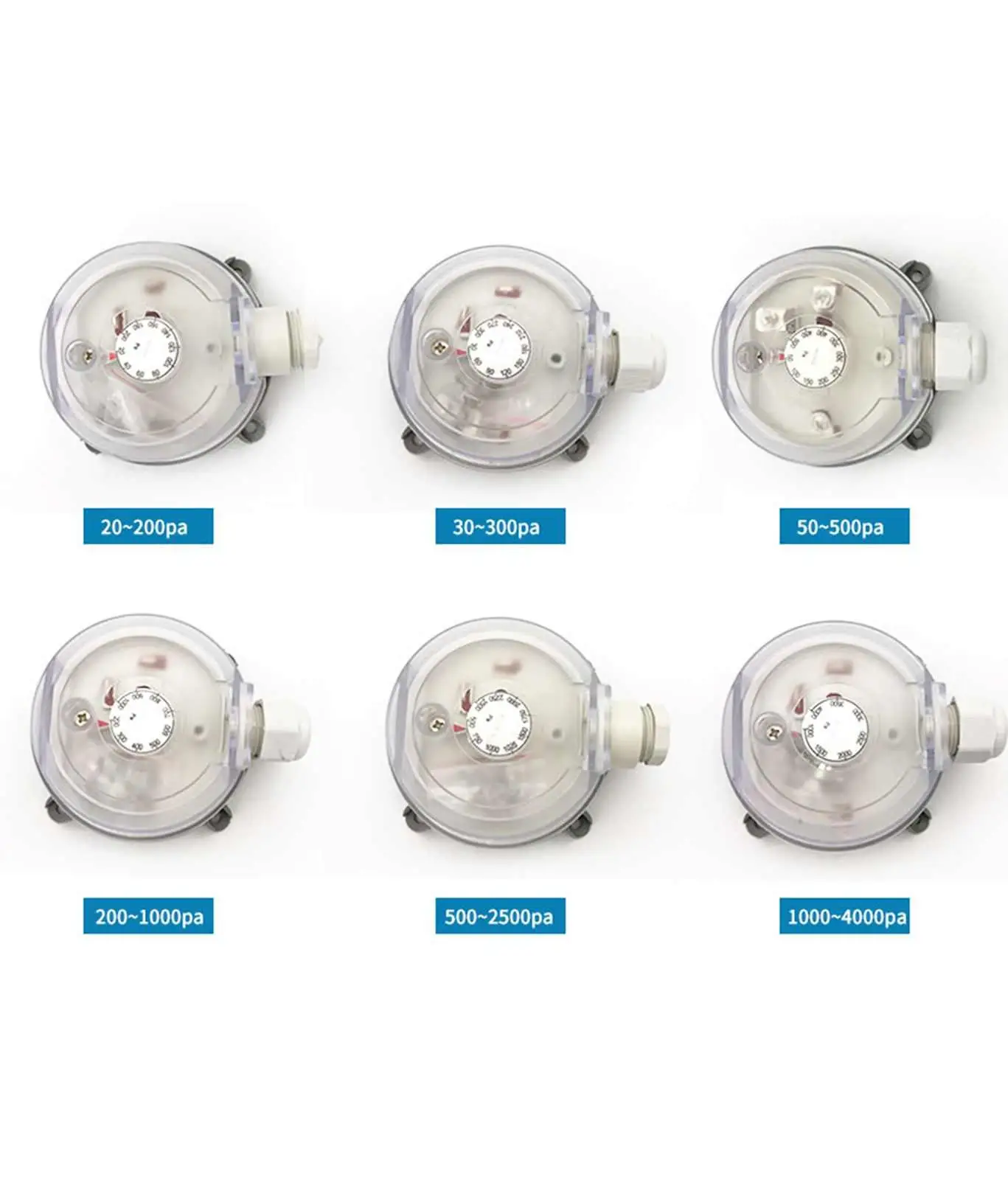 Measure Range 20-200/50-500/200-1000/500-2500/30-300/1000-4000PA Dfferential Pressure Switch Micro Air Switches 250V 1.5A
Measure Range 20-200/50-500/200-1000/500-2500/30-300/1000-4000PA Dfferential Pressure Switch Micro Air Switches 250V 1.5A