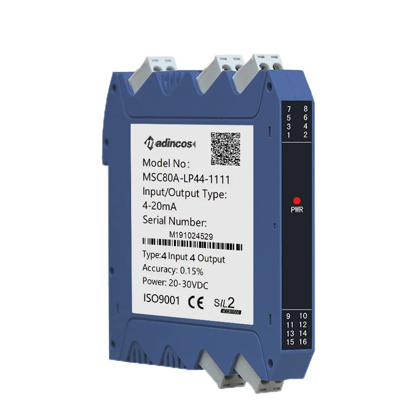 MSC80A-LP:0.15% 4 Input 4 Output DIN Rail Mounted 0-20ma/4-20ma Analog Signal Isolator with Passive Input Loop Powered
MSC80A-LP:0.15% 4 Input 4 Output DIN Rail Mounted 0-20ma/4-20ma Analog Signal Isolator with Passive Input Loop Powered