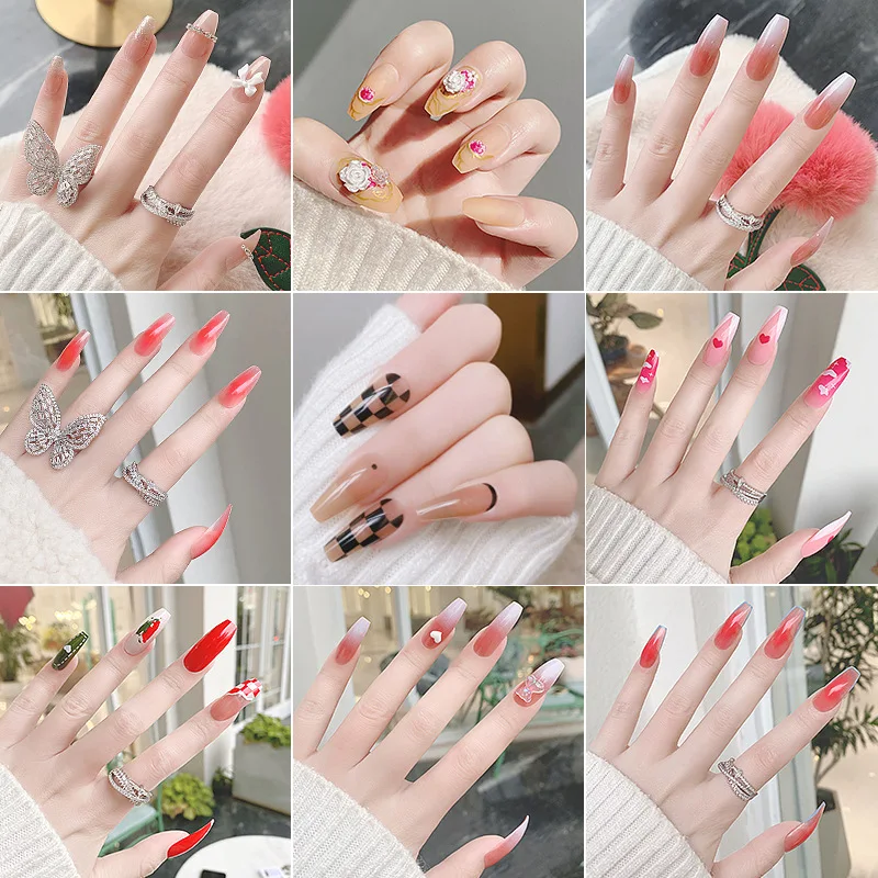False Nails Rose Lattice Gradient Flame Line Wearable Press On Fake Nail Full Cover Long Finished Fingernails Fashion Manicure
False Nails Rose Lattice Gradient Flame Line Wearable Press On Fake Nail Full Cover Long Finished Fingernails Fashion Manicure