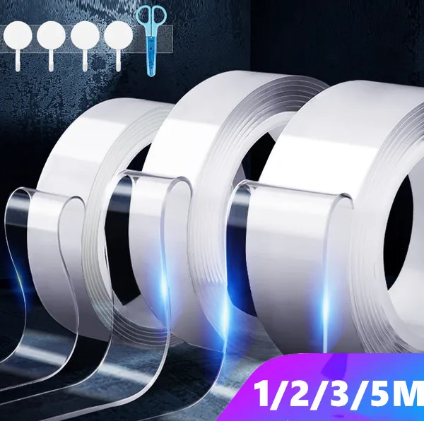 5m Nano Tape Waterproof Wall Stickers Reusable Heat Resistant Bathroom Home Decoration Tapes Transparent Double Sided Nano Tape
5m Nano Tape Waterproof Wall Stickers Reusable Heat Resistant Bathroom Home Decoration Tapes Transparent Double Sided Nano Tape