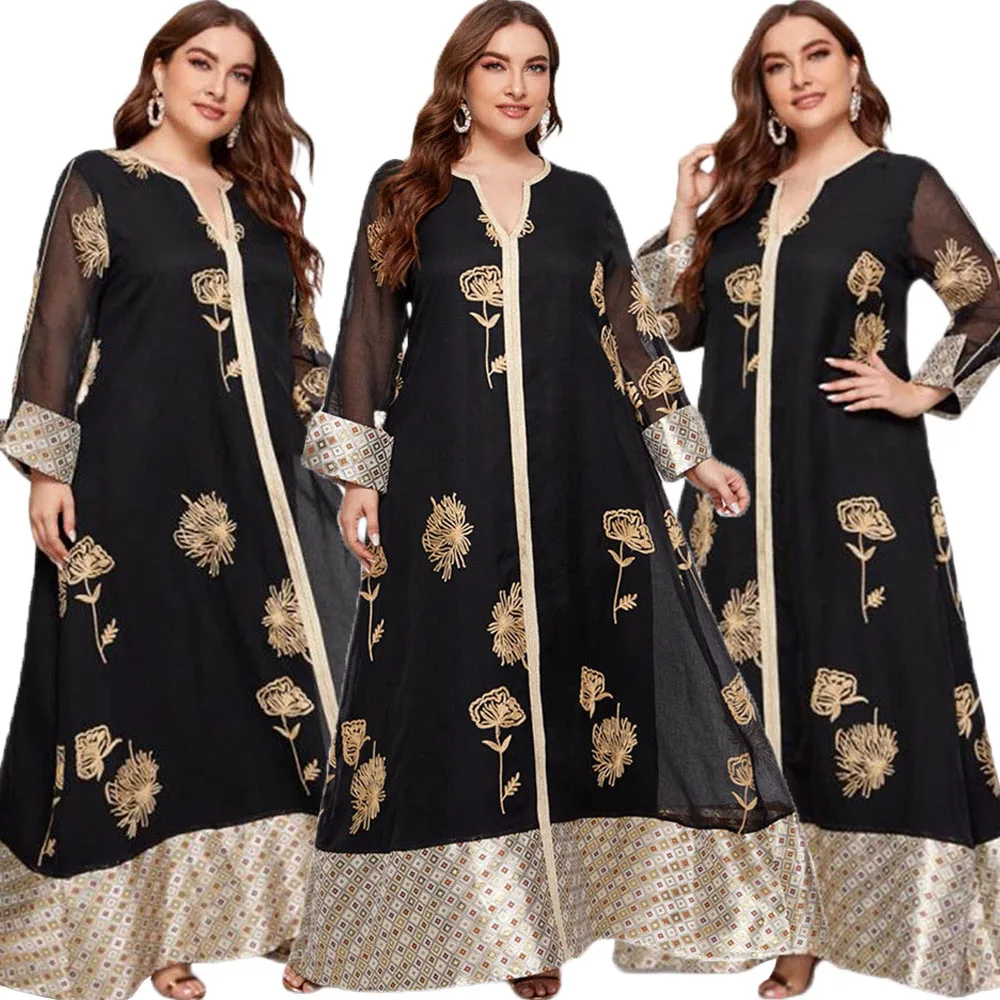 Plus Size Party Dress Women Autumn V Neck Lace Mesh Long Sleeve Printing Dress Vintage High Waist Maxi Long Dresses Muslim Abaya
Plus Size Party Dress Women Autumn V Neck Lace Mesh Long Sleeve Printing Dress Vintage High Waist Maxi Long Dresses Muslim Abaya