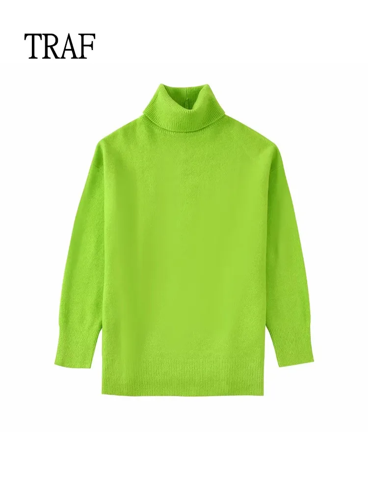 Зеленый пуловер TRAF, свитера для женщин, модная Женская водолазка, женская одежда, Свободный Топ с длинным рукавом, элегантный женский свитер... 
Зеленый пуловер TRAF, свитера для женщин, модная Женская водолазка, женская одежда, Свободный Топ с длинным рукавом, элегантный женский свитер...