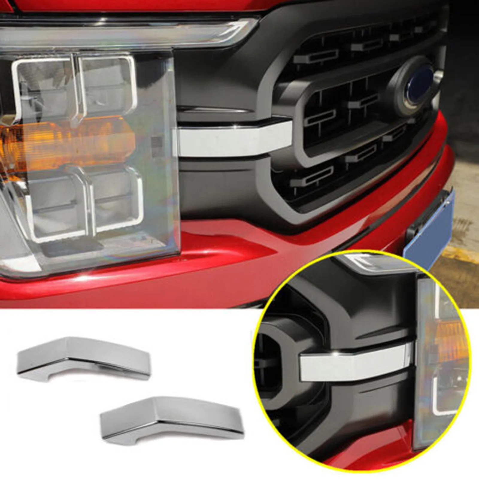1 Pair Chrome Car Front Bumper Headlight Grille Cover Trim For Ford F150 F-150 2021 2022 Paste Covering Decorations
1 Pair Chrome Car Front Bumper Headlight Grille Cover Trim For Ford F150 F-150 2021 2022 Paste Covering Decorations