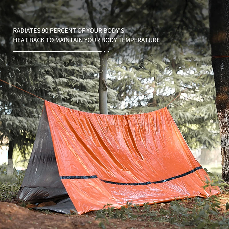 

Экстренное укрытие, двухместная трубчатая палатка, термоспальный мешок для выживания, водонепроницаемое Походное аварийное одеяло для кем...