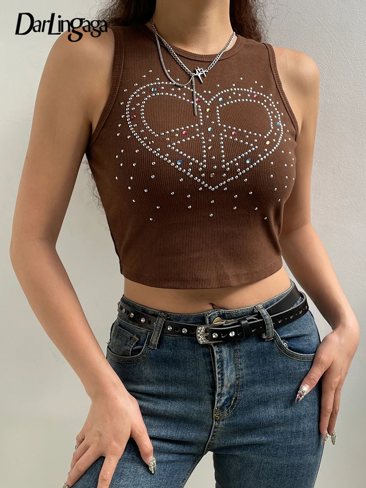 Darlingaga Y2K Fairycore Grunge Knit Brown Tank Top Female Bodycon Heart Rhinestones Summer Vest 90s Aesthetic Sleeveless Tees
Darlingaga Y2K Fairycore Grunge Knit Brown Tank Top Female Bodycon Heart Rhinestones Summer Vest 90s Aesthetic Sleeveless Tees