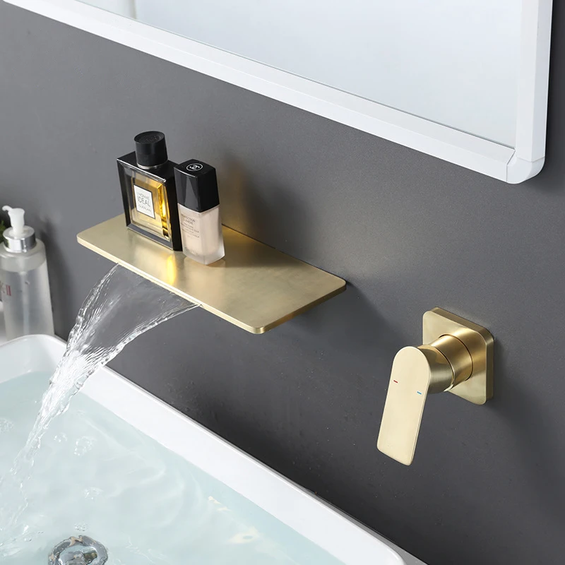 High quality gold waterfall basin faucet bathroom single handle brass mixers wall mount taps
High quality gold waterfall basin faucet bathroom single handle brass mixers wall mount taps