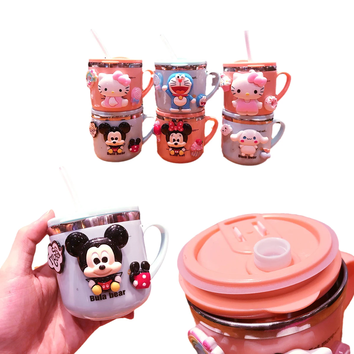 Children Kawaii Mickey Mouse Donald Duck Cartoon Drinking Water Straw Bottle 304 Stainless Steel Mug Anti-drop wash cup Gift
Children Kawaii Mickey Mouse Donald Duck Cartoon Drinking Water Straw Bottle 304 Stainless Steel Mug Anti-drop wash cup Gift