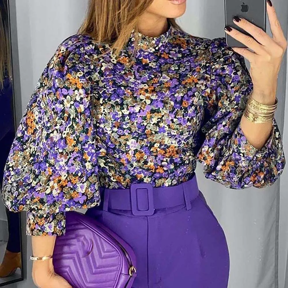 Blouse Office Turtleneck Ladies Print Lantern Long Sleeve Top Slim Elegant Ladies Shirt For Spring Summer 2022
Blouse Office Turtleneck Ladies Print Lantern Long Sleeve Top Slim Elegant Ladies Shirt For Spring Summer 2022