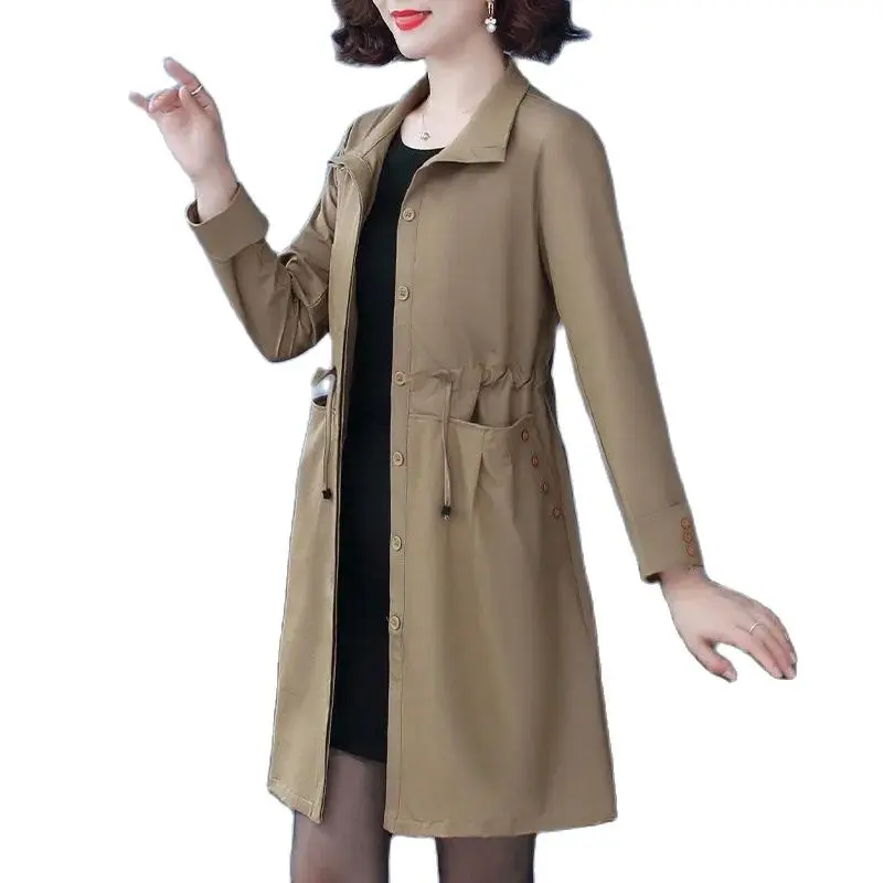 Mid Length Autumn Trench Coats New Lining Square Collar Single Breasted Slim Drawstring Korean Women's Windbreaker Jackets 2022
Mid Length Autumn Trench Coats New Lining Square Collar Single Breasted Slim Drawstring Korean Women's Windbreaker Jackets 2022