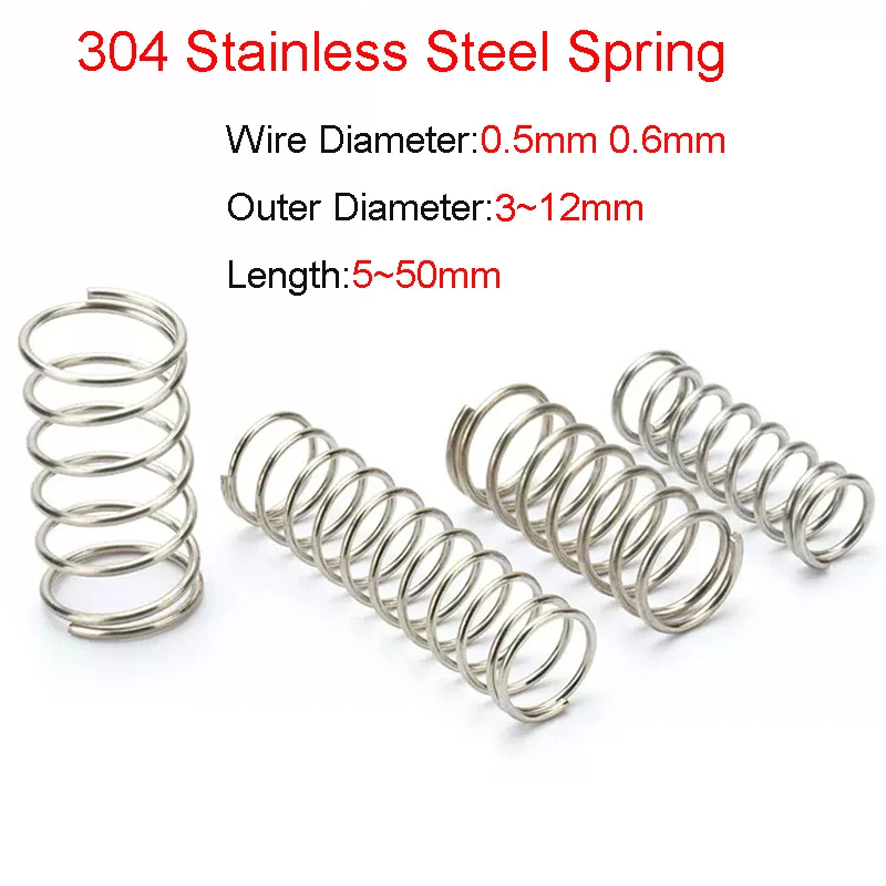 10pcs/lot Wire Diameter 0.5mm 0.6mm 304 Stainless Steel Compression Spring Y-Type Rotor Return Spring Outside Diameter 3~12mm
10pcs/lot Wire Diameter 0.5mm 0.6mm 304 Stainless Steel Compression Spring Y-Type Rotor Return Spring Outside Diameter 3~12mm
