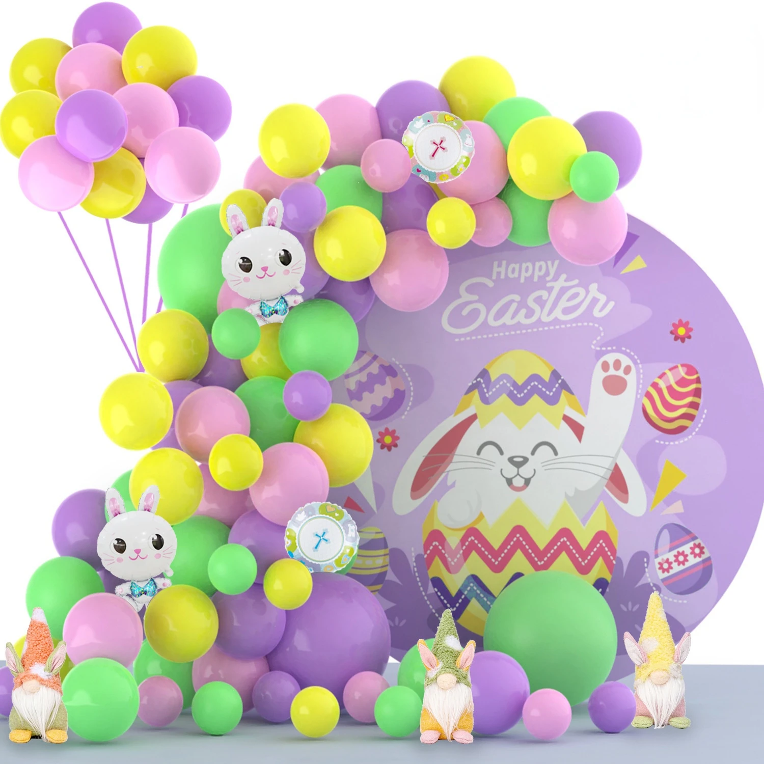 JOLLYBOOM Easter Theme Pink Purple Yellow Green Balloon Garland Arch Kit Rabbit Cross Foil Balloon for Easter Party Supplies
JOLLYBOOM Easter Theme Pink Purple Yellow Green Balloon Garland Arch Kit Rabbit Cross Foil Balloon for Easter Party Supplies