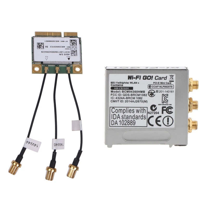 Y9RF AW-CB160H BCM94360HMB 802.11ac 1300Mbps Dual Band Half Mini PCie Wireless WiFi Card BT-compatible 4.0 for Win 7 8 8.1 10
Y9RF AW-CB160H BCM94360HMB 802.11ac 1300Mbps Dual Band Half Mini PCie Wireless WiFi Card BT-compatible 4.0 for Win 7 8 8.1 10