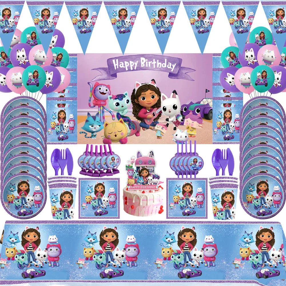 Gabby Dollhouse Cats Birthday Decoration Balloon Disposable Tableware Backdrop For Kids Gabby Doll House Figures Party Supplies 
Gabby Dollhouse Cats Birthday Decoration Balloon Disposable Tableware Backdrop For Kids Gabby Doll House Figures Party Supplies