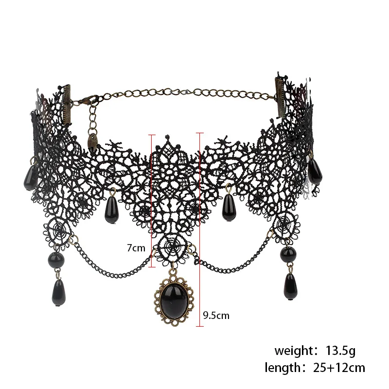 Sexy Hollow Lace Choker on The Neck Vintage Crystal Tassel Pendant Clavicle Chain Goth Punk Leather Necklace Jewelry for Women
Sexy Hollow Lace Choker on The Neck Vintage Crystal Tassel Pendant Clavicle Chain Goth Punk Leather Necklace Jewelry for Women