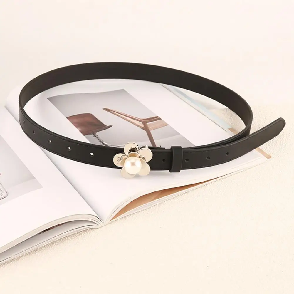 Women Belt Durable Lady Waistband Multi Holes Faux Leather Flower Fake Pearl Buckle Closure Skinny Waist Belt Waist Tight
Women Belt Durable Lady Waistband Multi Holes Faux Leather Flower Fake Pearl Buckle Closure Skinny Waist Belt Waist Tight