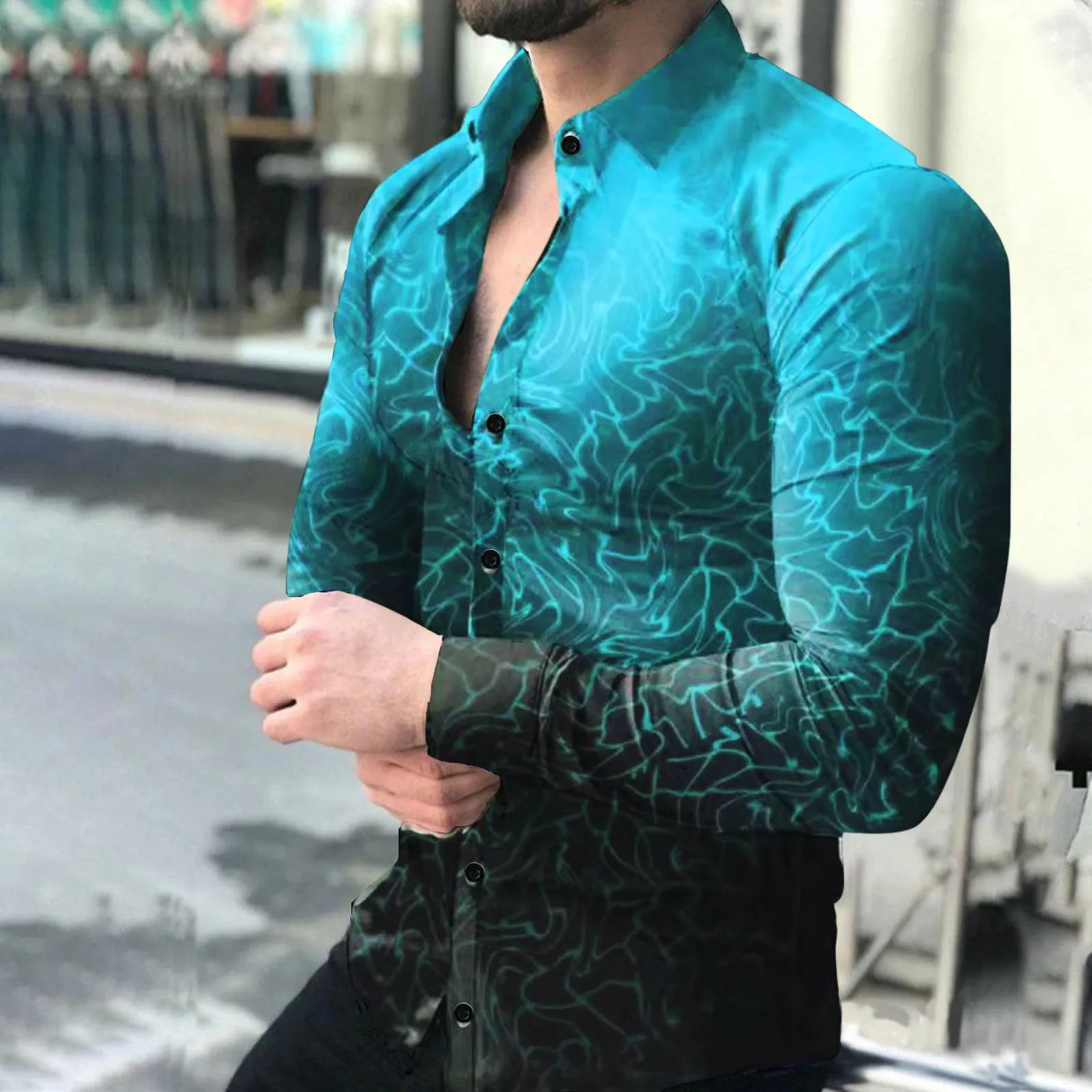 New Men Fashion Shirts Turn-down Collar Button Shirt Men's Casual Gradient Color Water Ripple Print Long Sleeve Streetwear Tops
New Men Fashion Shirts Turn-down Collar Button Shirt Men's Casual Gradient Color Water Ripple Print Long Sleeve Streetwear Tops