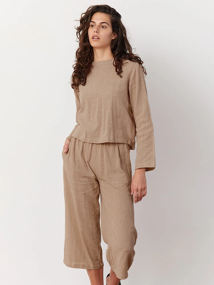 Linad Cotton Pajamas For Women 2 Piece Sets Lace Up O Neck Long Sleeve Sleepwear Female Casual Trouser Suits Solid Summer 2023
Linad Cotton Pajamas For Women 2 Piece Sets Lace Up O Neck Long Sleeve Sleepwear Female Casual Trouser Suits Solid Summer 2023