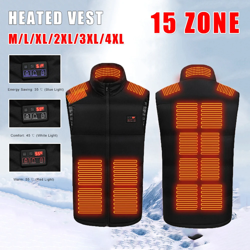 15 Heating Zones Heated Vest USB Charging Electric Heating Jacket Stand Collar Motorcycle Thermal Warm Vest For Outdoor Cycing
15 Heating Zones Heated Vest USB Charging Electric Heating Jacket Stand Collar Motorcycle Thermal Warm Vest For Outdoor Cycing