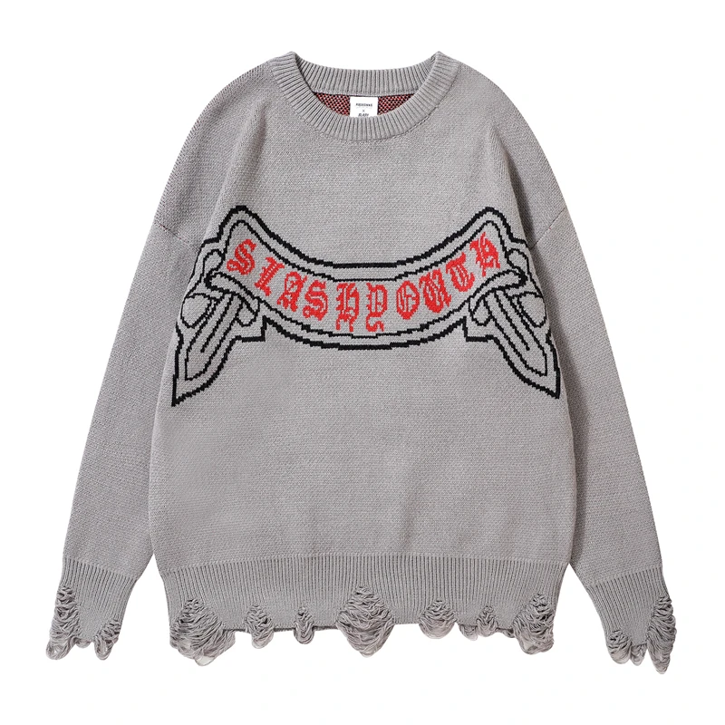 Retro Ripped Hem Letter Print Solid Color Autumn and Winter Sweaters Men's and Women's High Street Frayed Baggy Pullover Clothes
Retro Ripped Hem Letter Print Solid Color Autumn and Winter Sweaters Men's and Women's High Street Frayed Baggy Pullover Clothes