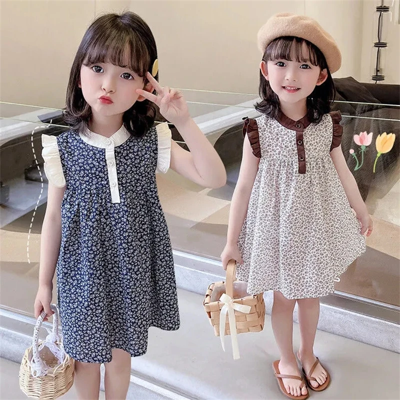 Sweet Girls Dresses Cotton Summer 2023 New Toddler Little Girls Thin Sleeveless A-line Floral Dress Children's Clothing 2-7Years
Sweet Girls Dresses Cotton Summer 2023 New Toddler Little Girls Thin Sleeveless A-line Floral Dress Children's Clothing 2-7Years