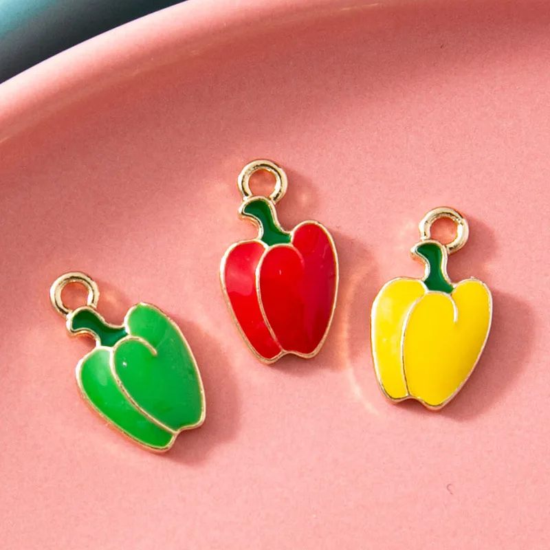 

10Pcs Enamel Bell Pepper Charm Silver Plated Pendant Jewerly Making Bracelet Findings Necklace Earrings Accessories Craft DIY