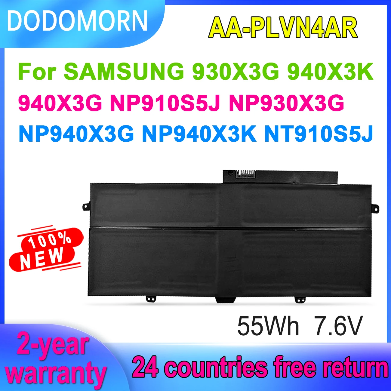 Аккумулятор DODOMORN для ноутбука SAMSUNG 940X3G, 940X3K, NP940X3G, NP940X3K, NT930X3G, NP910S5J, NT910S5J, 7,6 В, 55 Вт/ч, 7300 мАч
Аккумулятор DODOMORN для ноутбука SAMSUNG 940X3G, 940X3K, NP940X3G, NP940X3K, NT930X3G, NP910S5J, NT910S5J, 7,6 В, 55 Вт/ч, 7300 мАч