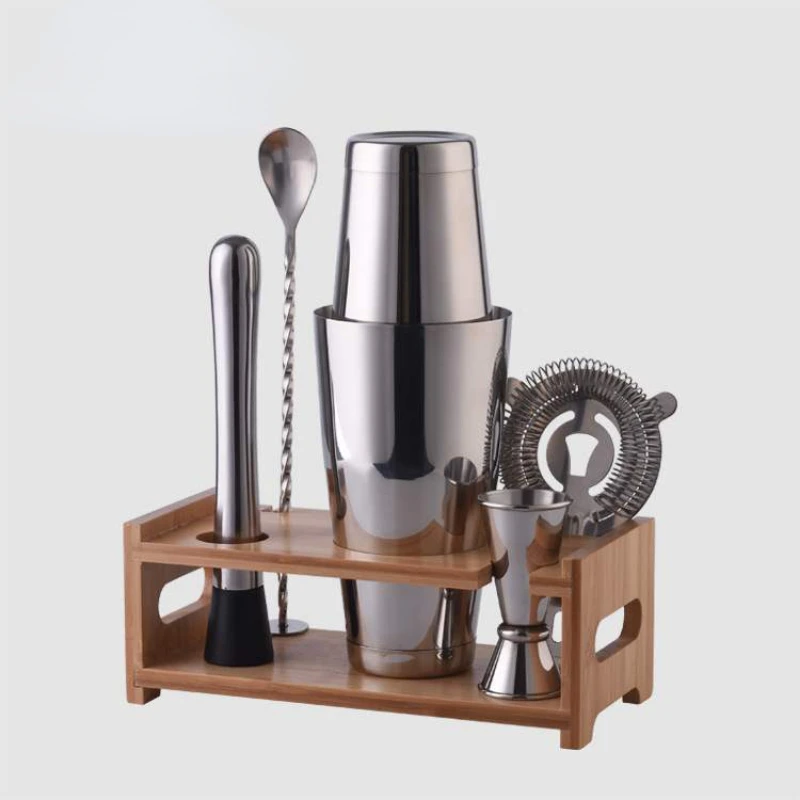Bartender Kit Bamboo Wooden Rack Cocktail Shaker Set 6-Piece Set 28 Stainless Steel Shaking Cup with Stand Base
Bartender Kit Bamboo Wooden Rack Cocktail Shaker Set 6-Piece Set 28 Stainless Steel Shaking Cup with Stand Base