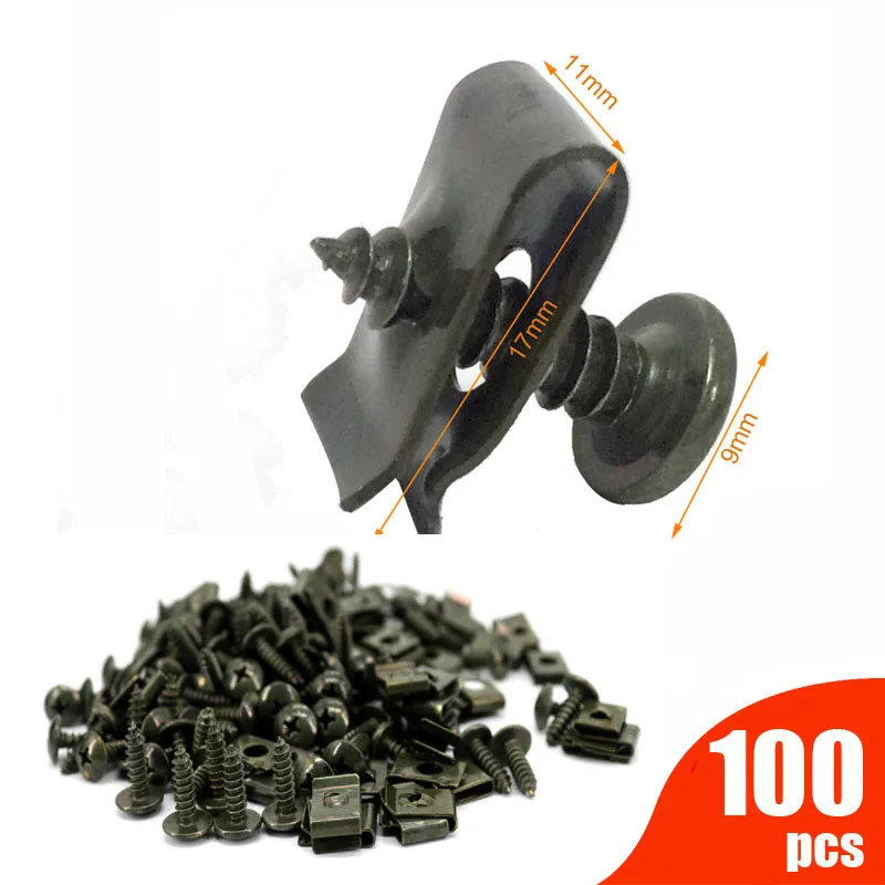 100pcs Motorcycle Screws clips for Car Scooter Moped Ebike Plastic Cover Metal Retainer Self-tapping Screw U type Clip M4 M5
100pcs Motorcycle Screws clips for Car Scooter Moped Ebike Plastic Cover Metal Retainer Self-tapping Screw U type Clip M4 M5