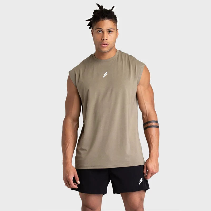 

New Muscle Fitness Brother Sports Vest Men's Summer Casual Running Training Loose Large Size Cotton Crewneck Sweatshirt