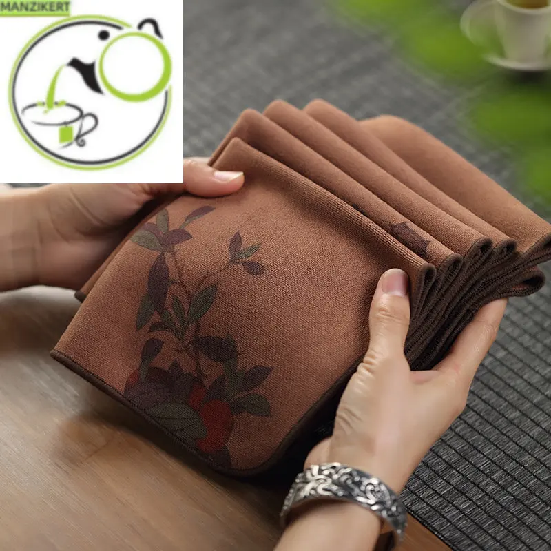 

Chinese Painted Thick Tea Towel Super Absorbent High-end Tea Set Accessories Table Mats Professional RagTea Ceremony Supplies