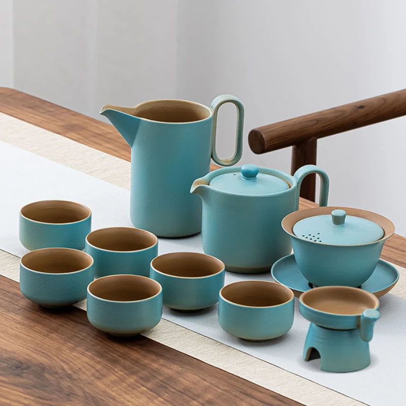 

Oriental Designer Tea Cup Set Living Room Adults Vintage Kung Fu Tea Cup Set Ceramic Gifts Gaiwan Tray Theiere Drinkwares OE50TS