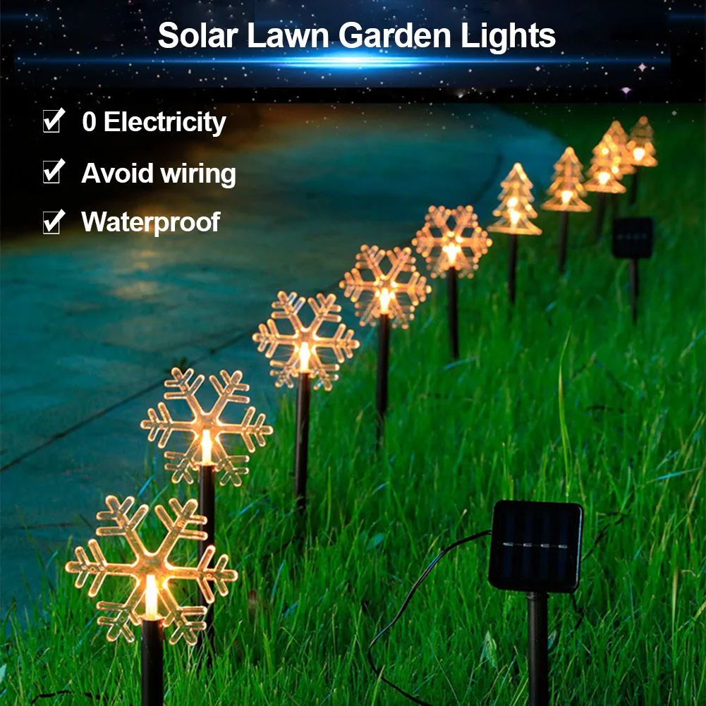 Christmas Solar Power Garden Light Xmas Tree Snowflake Light Outdoor LED Waterproof Ground Plug Light New Year Warm Atmosphere
Christmas Solar Power Garden Light Xmas Tree Snowflake Light Outdoor LED Waterproof Ground Plug Light New Year Warm Atmosphere