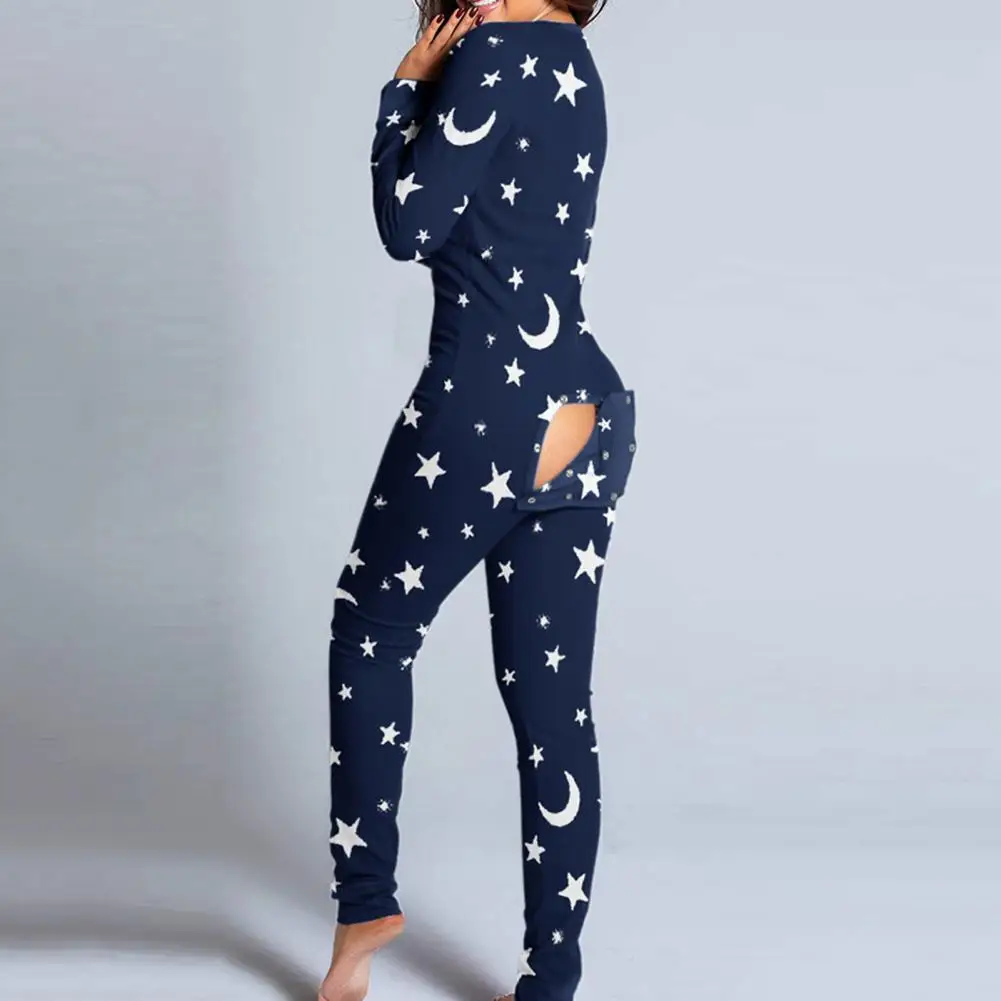 

Great Jumpsuit Pullover Soft New Year Snowflake Print Lady Bodysuits