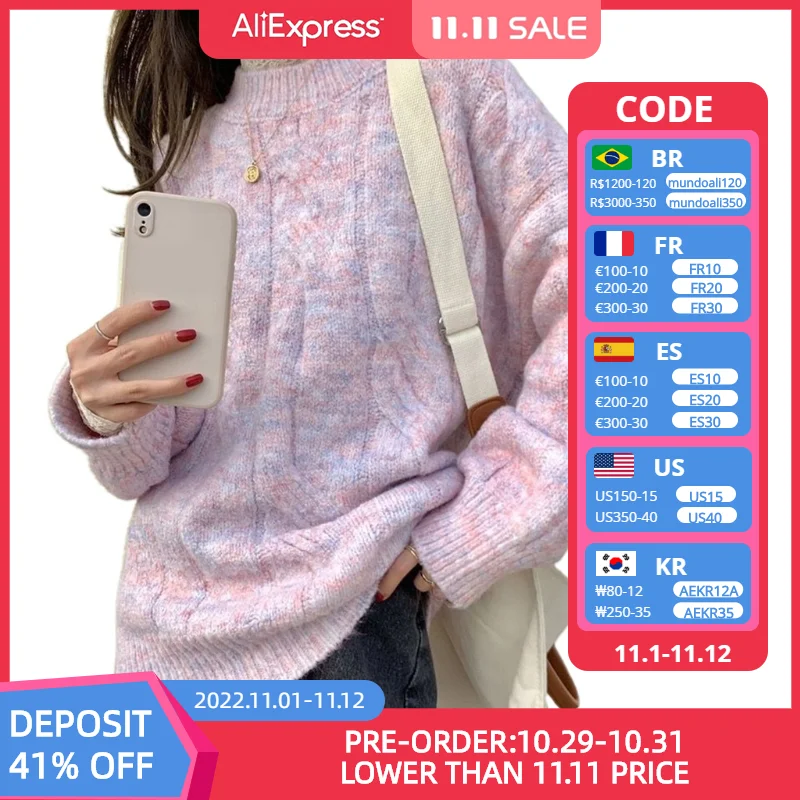 Women Autumn Long Sleeve O-Neck Sweater Thick Twist Cable Knit Multicolor Pullover Top Harajuku Oversized Loose Jumpers
Women Autumn Long Sleeve O-Neck Sweater Thick Twist Cable Knit Multicolor Pullover Top Harajuku Oversized Loose Jumpers
