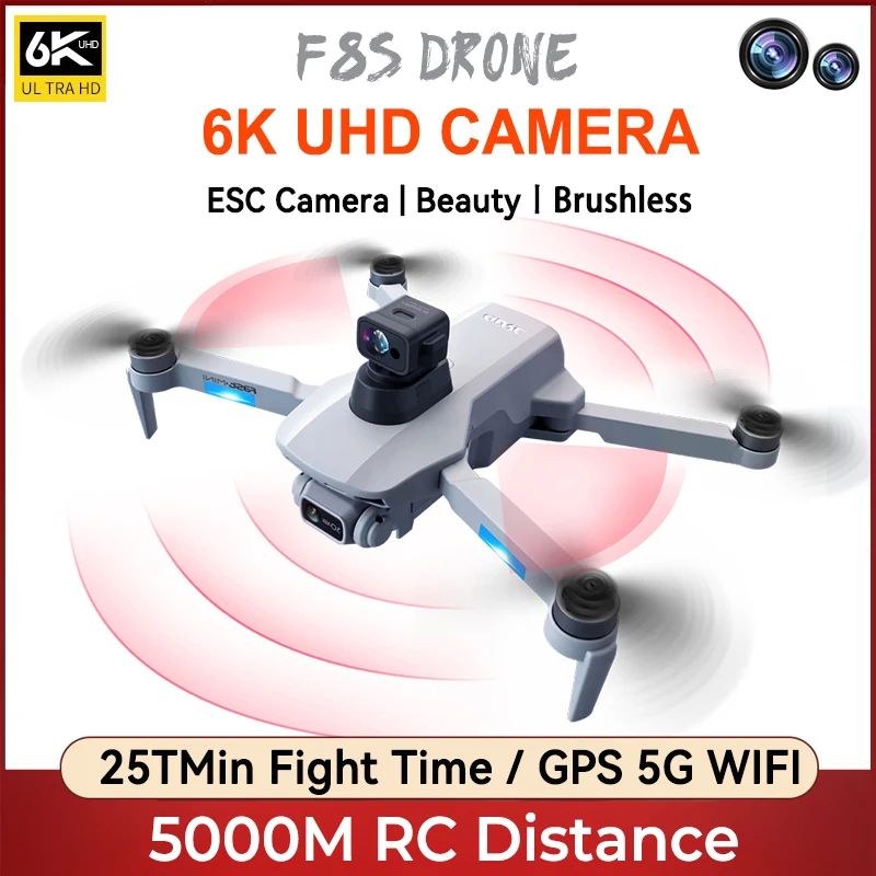 Новинка F8S Дрон 8K HD профессиональная двойная камера 5G GPS Wifi обход препятствий бесщеточный Квадрокоптер дистанция 2000 м радиоуправляемые игрушки
Новинка F8S Дрон 8K HD профессиональная двойная камера 5G GPS Wifi обход препятствий бесщеточный Квадрокоптер дистанция 2000 м радиоуправляемые игрушки