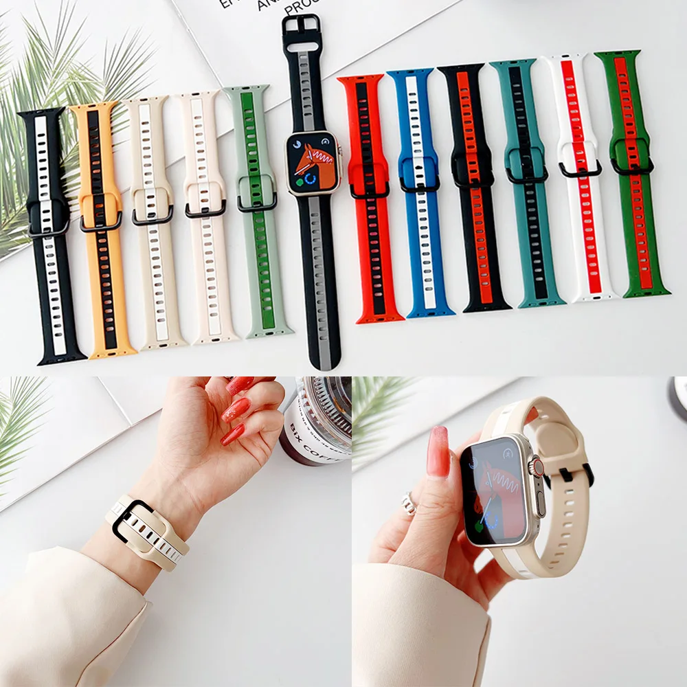 Silicone Strap for Apple Watch Band 49mm 44mm 45mm 42mm Sports Bracelet 41mm 40mm 38mm for iWatch Series 8 Ultra 7 3 2 6 5 4 SE
Silicone Strap for Apple Watch Band 49mm 44mm 45mm 42mm Sports Bracelet 41mm 40mm 38mm for iWatch Series 8 Ultra 7 3 2 6 5 4 SE