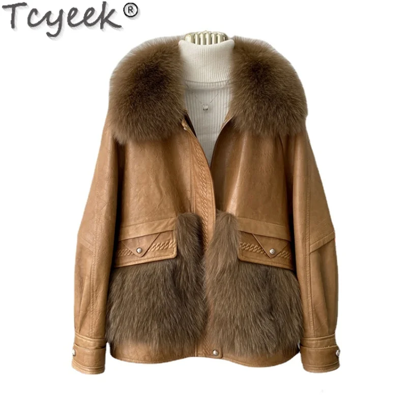Tcyeek Fox Fur Coat Winter Coat Women Elegent Chic Short Sheepskin Genuine Leather Jacket Fur In One Casacos De Inverno Feminino
Tcyeek Fox Fur Coat Winter Coat Women Elegent Chic Short Sheepskin Genuine Leather Jacket Fur In One Casacos De Inverno Feminino